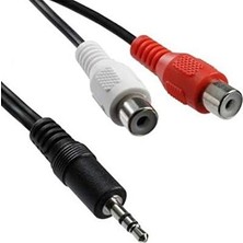Meks Alfais 4227 3.5mm Stereo Erkek Dişi 2rca Tos Ses Kablo Çevirici Adaptör, Siyah