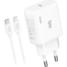 Meks Bix BXCL20TA 20W Pd Süper Hızlı Type-C Şarj Cihazı, Type-C’den Lightning’e Kablosuyla Iphone 17 Ser