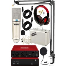 Meks Midex Superior Pack-3 Stüdyo Kayıt Ekipmanları GLX-800 Ses Kartı Cx1 Stüdyo Mikrofon