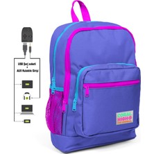 Meks Coral High Kids Mavi USB Şarjlı Kulaklık Çıkışlı Okul Sırt Çantası 23803