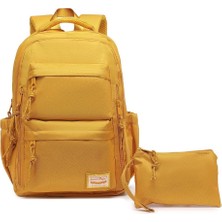 Meks Smart Bags Okul Sırt Çantası, Büyük Boy, Hardal, Üniseks, Genç, Kanvas, 40L, Kalemlik Hediyeli, 44X