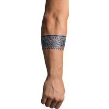 Meks Tribal Güneş Kol Bant Şerit Yarı Kalıcı Aylık Yapıştırma Geçici Dövme 24 cm