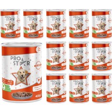 Meks Prostar Yetişkin Köpek Tavuklu ve Jöleli Konserve Mama 400 gr x 12 Adet