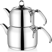 Meks Oms Collection 8090 L 4 Parça Kuşaklı Çelik Çaydanlık Sade