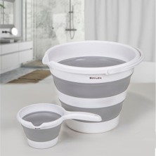 Meks Bovlen 2'li Set Katlanabilir Kova ve Maşrapa - Bebek Banyosu Seti - 32.5 x 27.5 x 6 cm