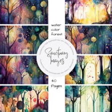 Meks Watercolor Forest Scrapbooking Paper Pack: Decorative Craft Paper Pad Supplies, Junk Journaling, Sc