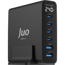Meks Juo 240W Gan Pd 3.1 Masaüstü Hızlı Şarj Cihazı 4 Type-C + 2 Usb-A Iphone & Macbook & Laptop Uyumlu