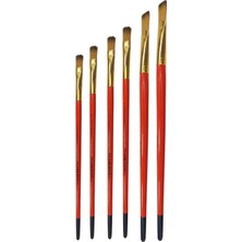 Meks Süper Samur 6'lı Düz Kesik Yağlı Boya Fırça Seti, El Yapımı Sentetik Akrilik, 15 cm Saplı,no: 2-4-6