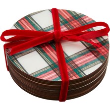 Meks Mud Pie Tartan Lake Bardak Altlığı, Beyaz, 4" Çap