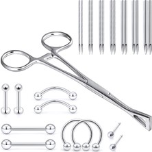 Meks Vsnnsns 9 Stil 316L Cerrahi Çelik Vücut Piercing Aletleri, Burun Halkaları, Septum, Dudak, Göbek, D
