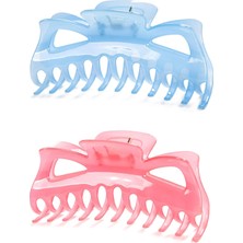 Meks Kadınlar Için 5,5 Inç Büyük Kristal Plastik Saç Pençesi Muz Klipsi, Ikili Paket (Set-No.6)