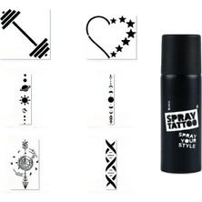Meks Şerit Pusula Spray Tattoo Geçici Sprey Dövme Seti