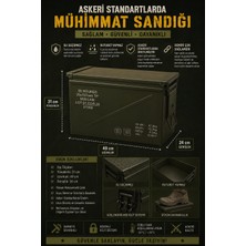 Saygara Büyük Boy Metal Mühimmat Sandığı Kutusu | Su Geçirmez | 31X49X24 cm