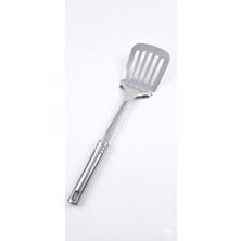 Meks Smartizi Paslanmaz Çelik Delikli Mutfak Spatulası - Ergonomik Saplı Çevirme ve Fırın Tepsisi Servis