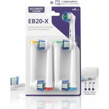 Meks EB20-X Elektrikli Diş Fırçası Yedek Başlığı, Oral-B ile Uyumlu, Precision Clean Derin Temizlik, 4'l