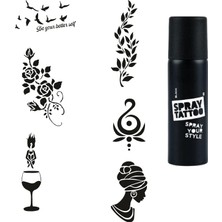 Meks Zarif Kadınlar Spray Tattoo Geçici Dövme Yapma Seti Dark Siyah