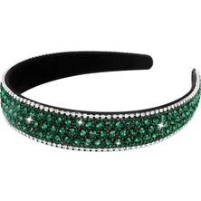 Meks Wecoe Yapay Elmas Kafa Bandı Kadın Kız Moda Kafa Bandı Koyu Yeşil Kafa Bandı Bling Işıltılı Kristal