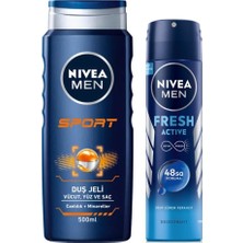 Meks Nivea Men Erkek Sprey Deodorant Fresh Active 48 Saat Deodorant Koruması 150ML ve Nivea Men Sports D