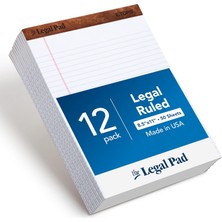 Meks Tops 8,5 x 11 Yasal Ped, 12'li Paket, The Legal Pad Markası, Geniş Çizgili, Beyaz Kağıt, Yazı Defte