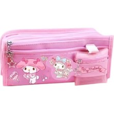 Meks Sanrio My Melody Pembe Yüksek Kapasiteli Çok Gözlü Kalemlik Kalem Kutusu