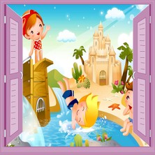 Meks Çocuk Odası Bebek Odası Pencere Poster Duvar Kağıdı Tatil