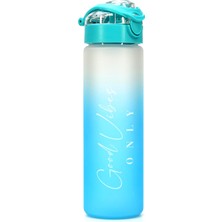 Meks Su Matarası Tritan Geniş Ağız Su Şişesi Gradient Type Spor Matarası Suluğu Bpasız 630ML Turkuaz 011