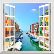 Meks Pencere Poster Duvar Kağıdı Burano Yapışkanlı Sticker