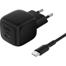 Meks Belkin Kompakt Duvar Şarj Cihazı 45 W + Usb-C - Usb-C Kablosu, Apple Iphone 17, 16, 15, 14, Plus, P