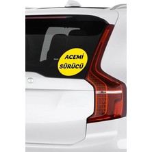 Meks Parti Tasarla Sarı Zemin Üzerine Siyah Renk Acemi Sürücü Yazılı Sticker 15X15 cm