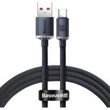 Meks Baseus Crystal Shine Usb-A - Type-C Hızlı Şarj Veri Kablosu 100W 5A 1,2m – Siyah (Iphone ile Uyumlu