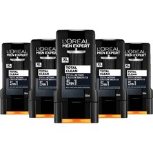 Meks L’oréal Paris Men Expert 5'li Total Clean 5'ı 1 Arada Kömürlü Duş Jeli (5 x 300 Ml)