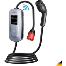 Meks Schoner® 22KW Taşınabilir Elektrikli Araç Şarj Istasyonu Wi-Fi/bluetooth Smart 5 Metre Tip2 Kablolu