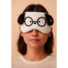 Meks Katia & Bony Gözlüklü Köpek Desenli Göz Uyku Bandı Beyaz Tek Ebat