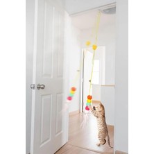 Meks Tırtıl Kedi Oyuncağı, Kendinden Yapışkanlı, Zilli, Elastik Ipli, Asılı Kedi Oyuncağı