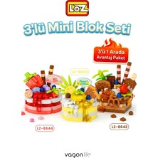 Meks Loz Micro Block 3'lü Pasta Figürü 3 Farklı Model Dekoratif Oyuncak Yapım Seti Yapı Blok Seti
