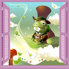 Meks Çocuk Odası Bebek Odası Pencere Poster Duvar Kağıdı Kurbağa