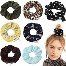 Meks Kadın Premium Kadife Scrunchie Fermuarlı Kese Saç Bağları Halatlar Gizli Fermuarlı Cep Saç Tokası K