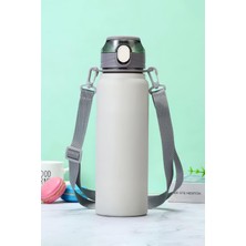 Meks 304 L Çelik Gri 800 ml Askılı ve Pipetli Matara Suluk CIN411GR-8