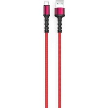 Meks Hasır Kırılmaya Dayanıklı 2m LS64 Micro USB Kablo Kırmızı
