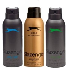 Meks Slazenger Active Sport Gold Yeşil Mavi Deodorant 3x 150ML SET,276367281
