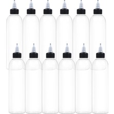 Meks Eosau 12'li Paket 8 OZ/250 ml Sıkma Şişeleri, Bükümlü Üst Kapaklar, Boston Yuvarlak Şişe Dağıtım Şi