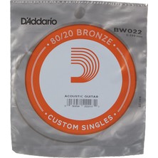 Meks Daddario BW022 Akustik Tek Tel, 80/20 Bronze Wound, 022, Paket=5x