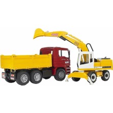 Meks Bruder - Man Damperli Kamyon ve Liebherr Ekskavatör Ölçekli Model