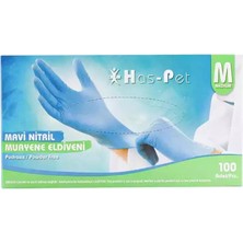 Meks Pudrasız Mavi Nitril Eldiven Medium Haspet 100LÜ