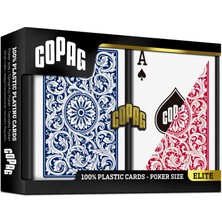 Meks Copag 1546%100 Plastik Oyun Kartları - Poker Boyu, Jumbo Endeks, Mavi & Kırmızı Iki Deste