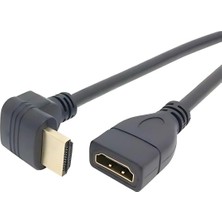 Meks Lunatic 5060 HDMI Dişi Erkek Uzatma 90 Derece Dirsek Kablosu 15CM