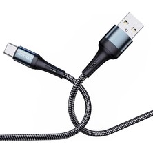 Meks Örgülü USB A-C Hızlı Şarj Kablosu, Siyah (100 Cm)
