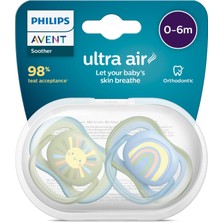 Meks Philips Avent Ultra Air Emzik, Erkek Bebekler Için 0-6 Ay, 2’li Paket, Ortodontik Silikon, Geniş Ha