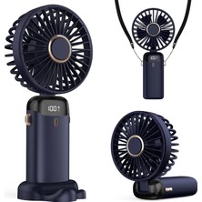 Meks Taşınabilir USB Vantilatör, 4200MAH Şarjlı El Tipi Fan, LED Ekranlı, 3'ü 1 Arada El/boyun/masa Fanı