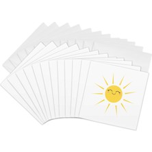 Meks 3drose Gülümseyen Mutlu Güneş - Sevimli Kawaii Sarı Güneşli Gülen Yüz - Beyaz Üzerine Yazlık Güneş